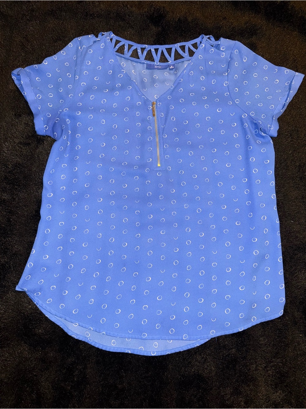 Apt. 9 Periwinkle Short-Sleeve V-Neck Blouse with Lattice Back